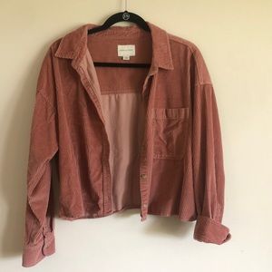 American Eagle lightweight corduroy cropped jacket - blush - size medium